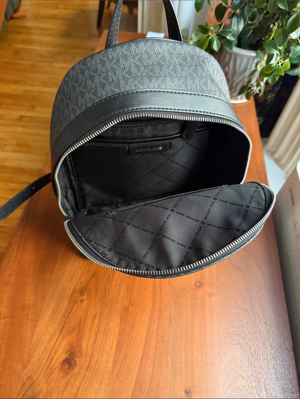 Michael Kors Textured Black Mini Backpack with Silver Hardware